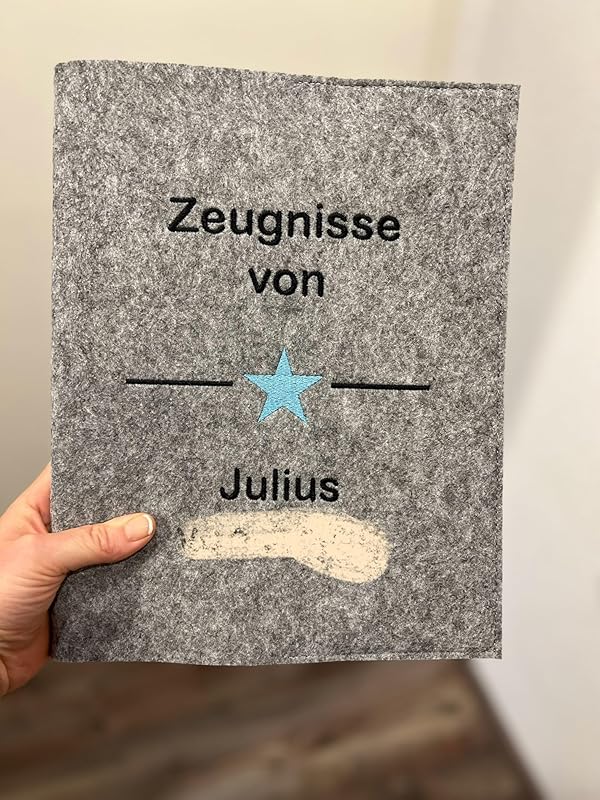 Zeugnismappe aus Filz, frei personalisierbares Unikat