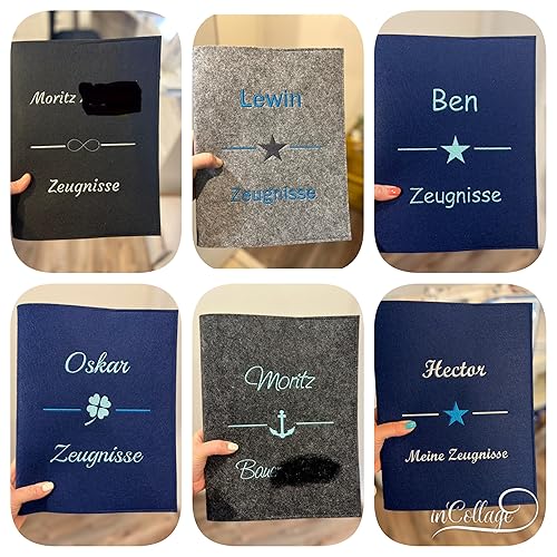 Zeugnismappe aus Filz, frei personalisierbares Unikat