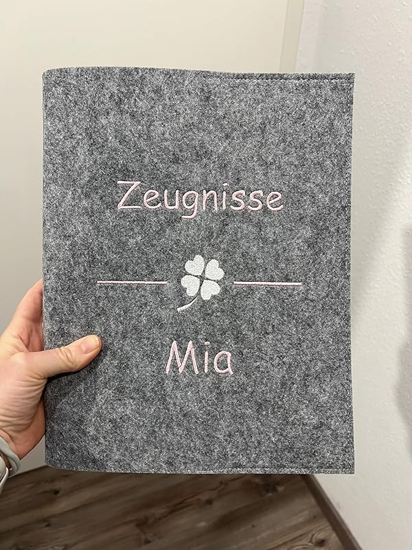 Zeugnismappe aus Filz, frei personalisierbares Unikat