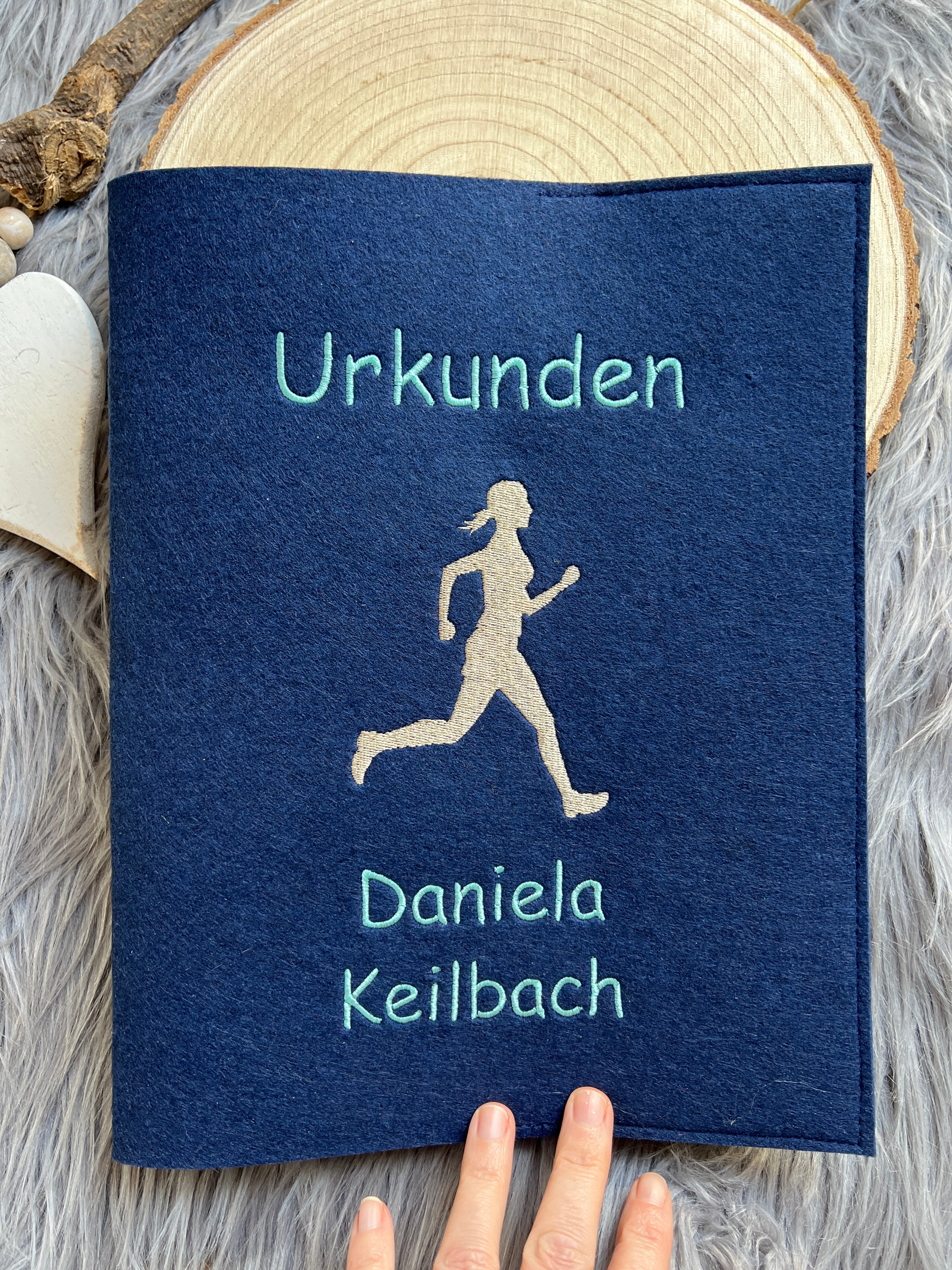 Urkundenmappe aus Filz, frei personalisierbares Unikat