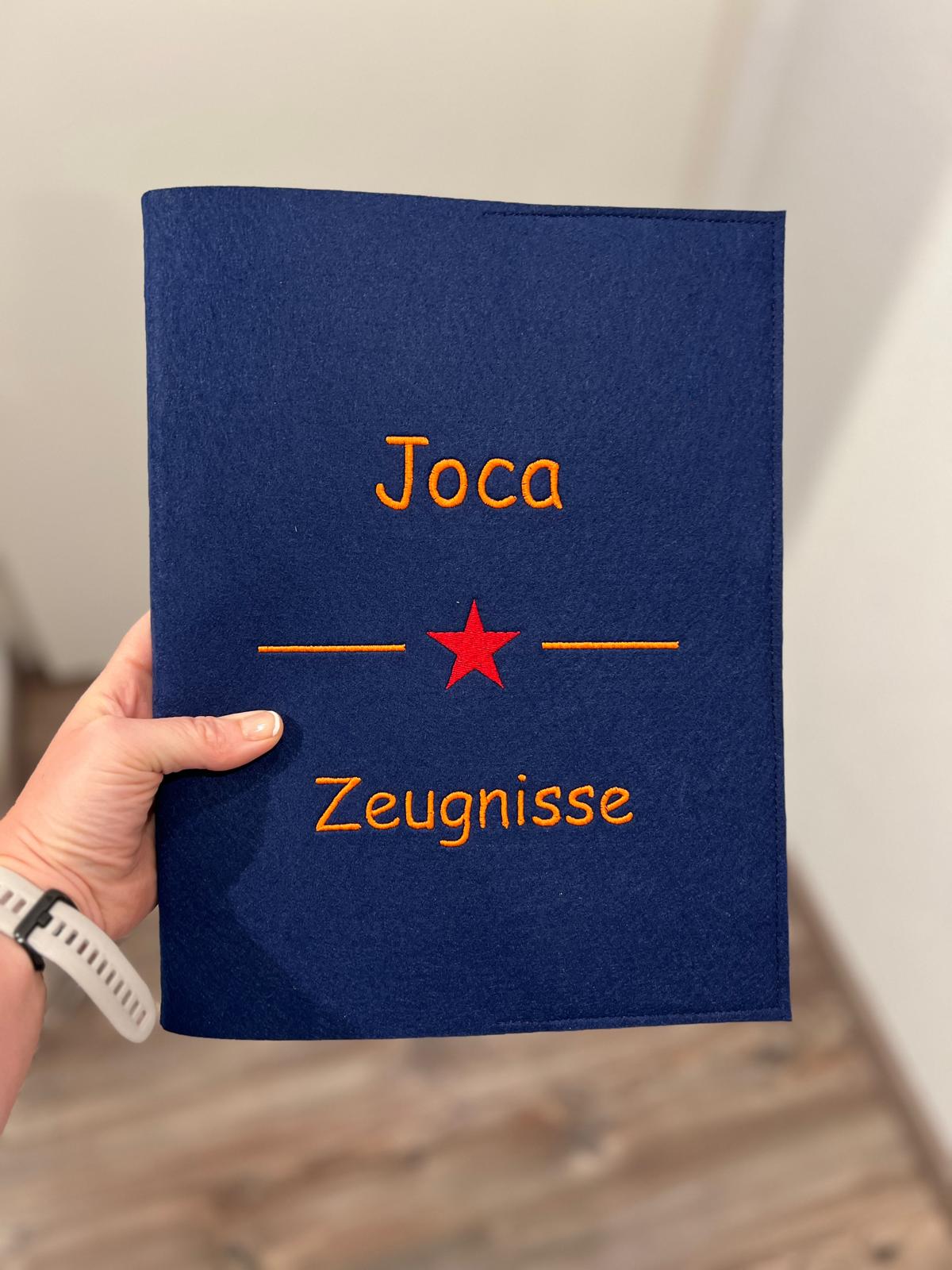 Zeugnismappe aus Filz, frei personalisierbares Unikat