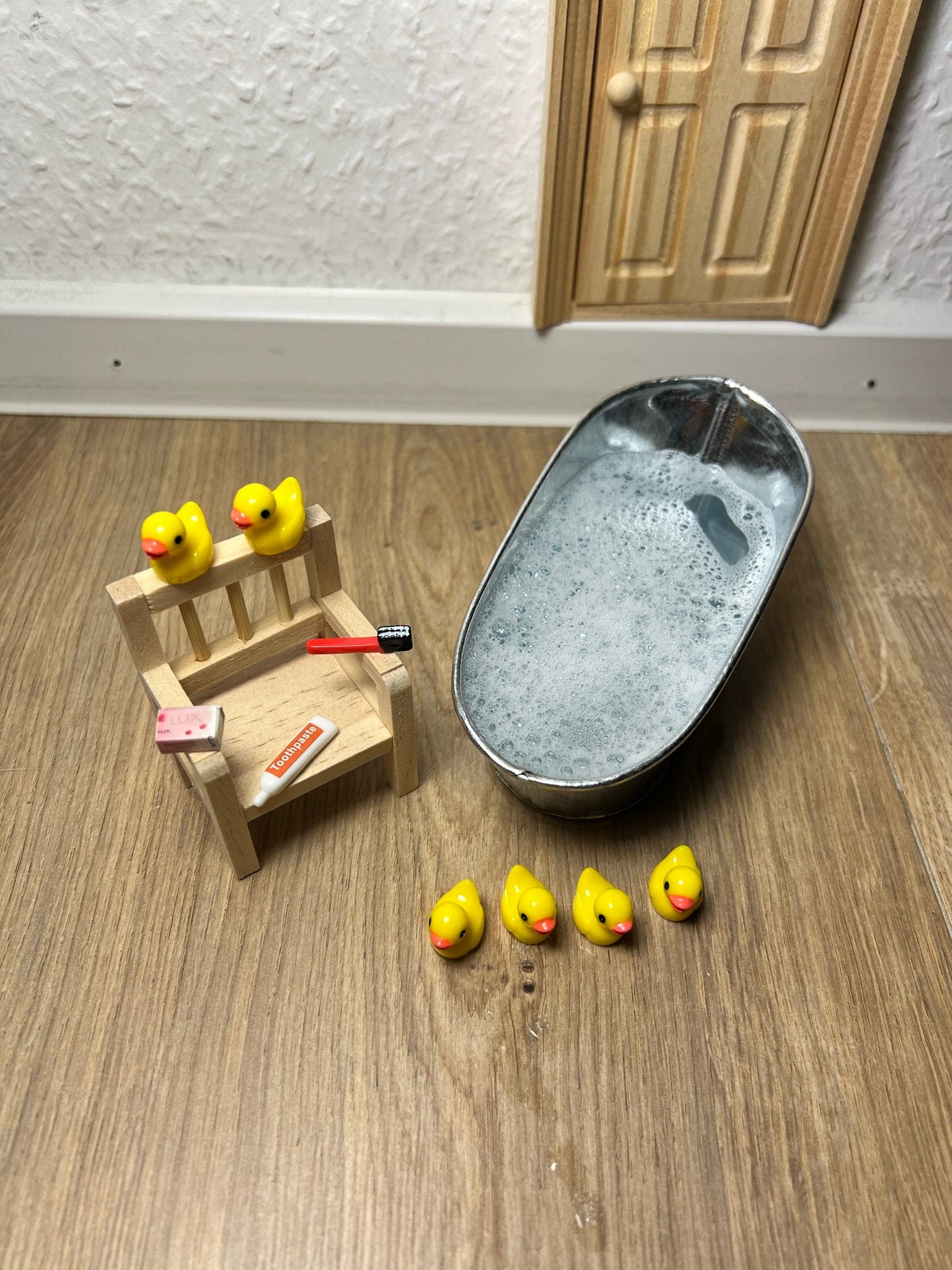 Wichtel Zinkwanne mit Waschzubehör und Entchen Badespielzeug Miniatur Badewanne Badezimmer Zubehör