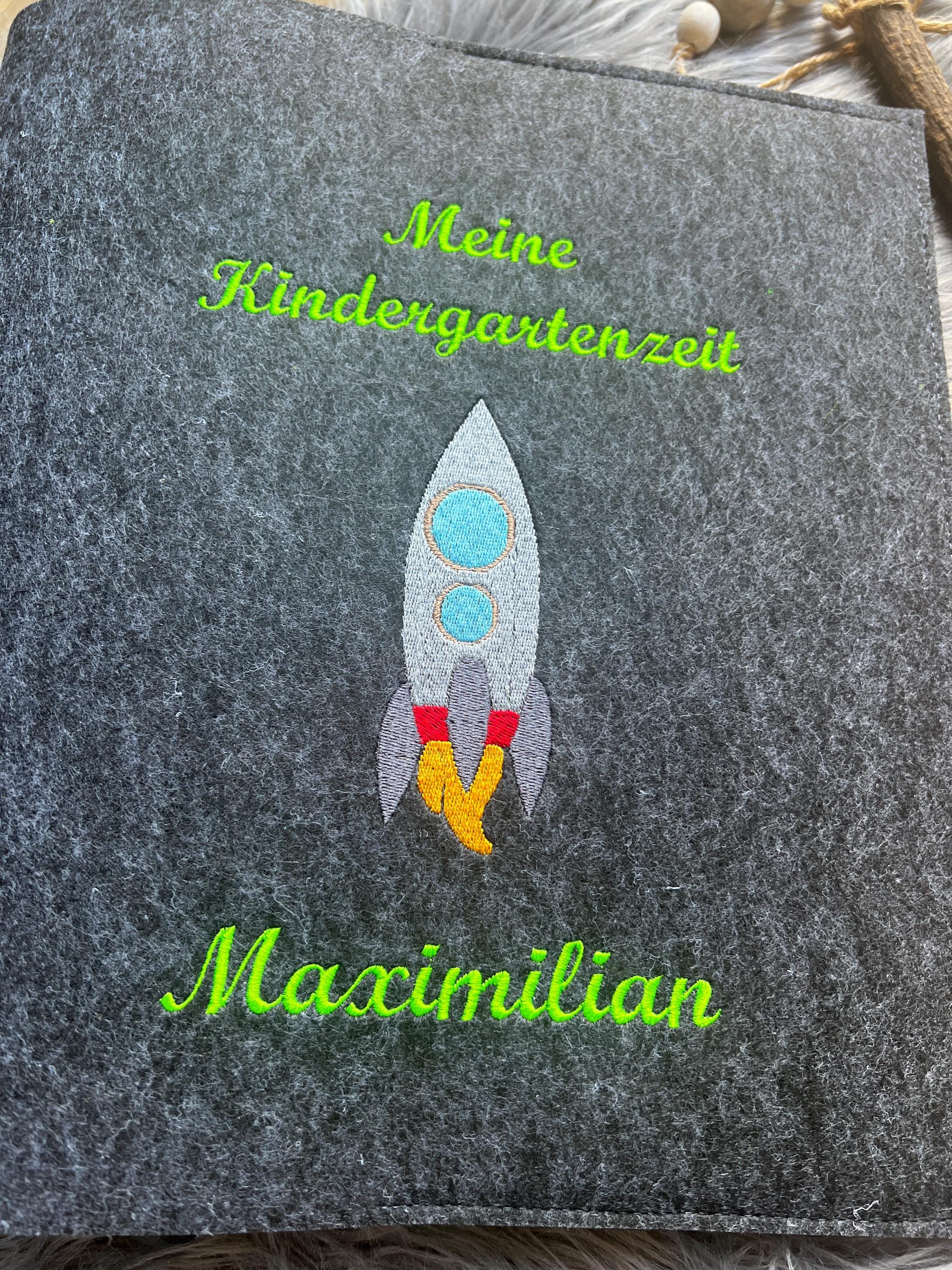 Kindergarten Erinnerungsordner | A4 hochwertig bestickt | viele Motive| personalisiert | Sammelmappe| Portfolio | Jungs und Mädchen
