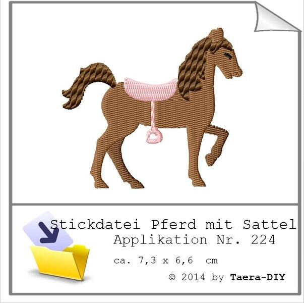 Stickdatei Pferd mit Sattel Nr . 224