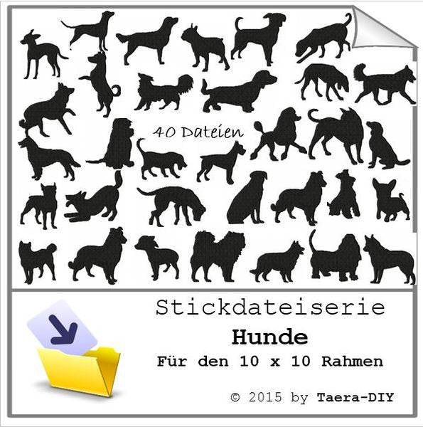 Stickdatei Serie Hunde S72 Hund Dog Scherenschnitt Hunderassen
