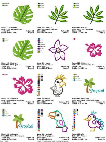 Stickdateiserie Tropical S80
