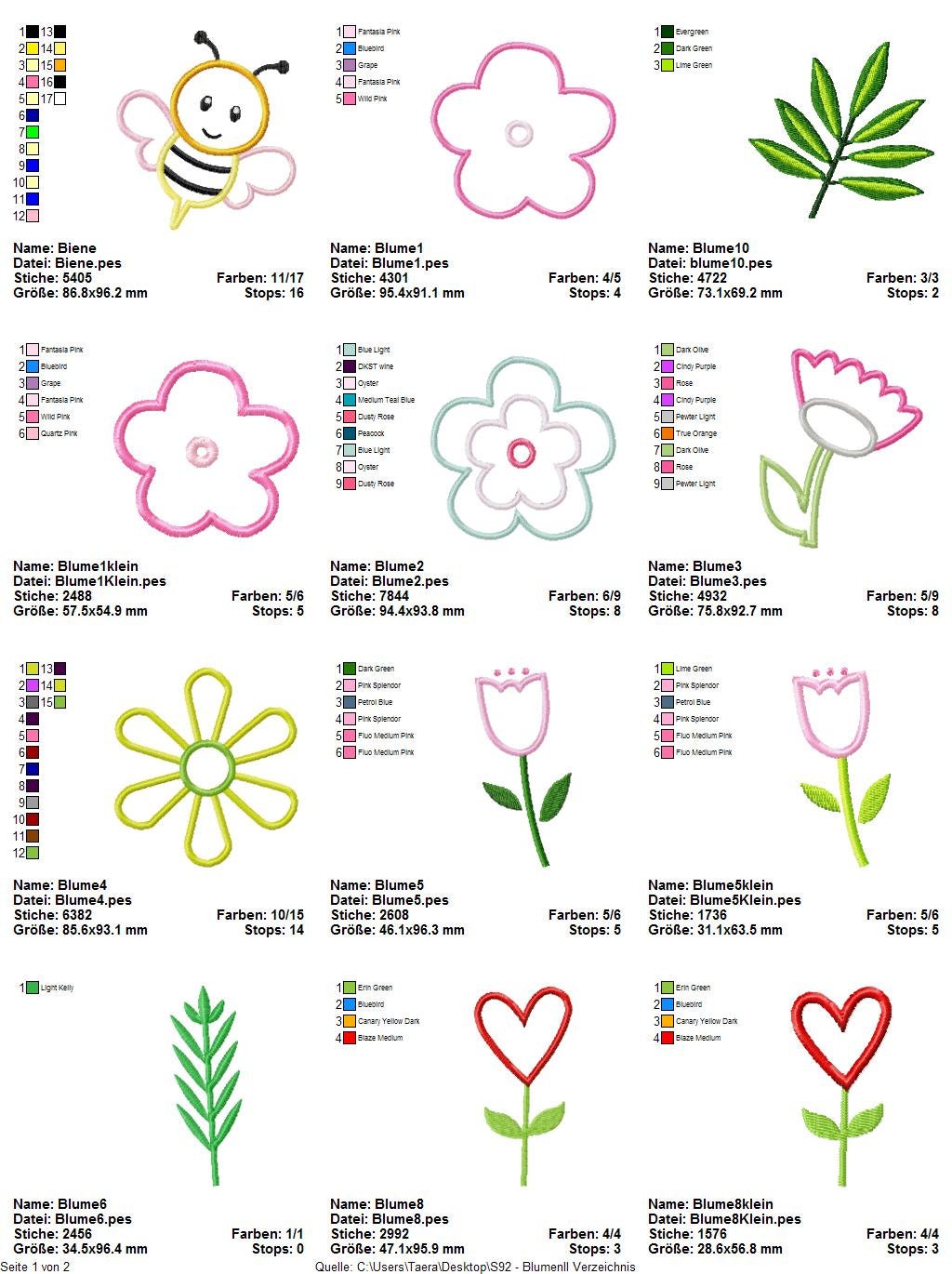 Stickdateiserie BlumenII S93