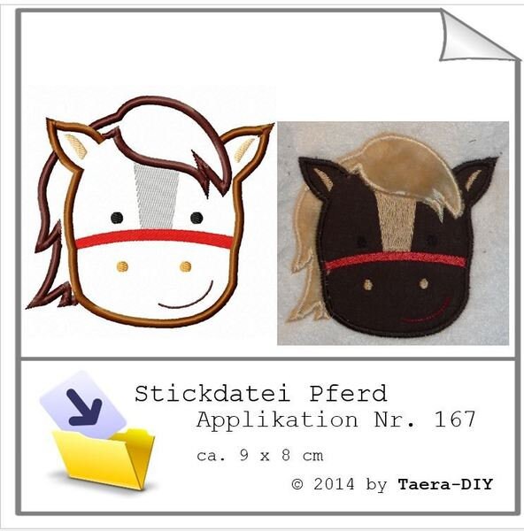 Stickdatei Applikation Pferd Nr. 167 Pferdekopf Pferdemähne Applikation
