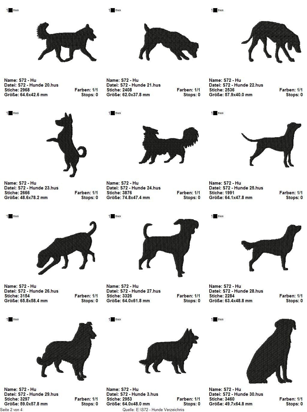 Stickdatei Serie Hunde S72 Hund Dog Scherenschnitt Hunderassen