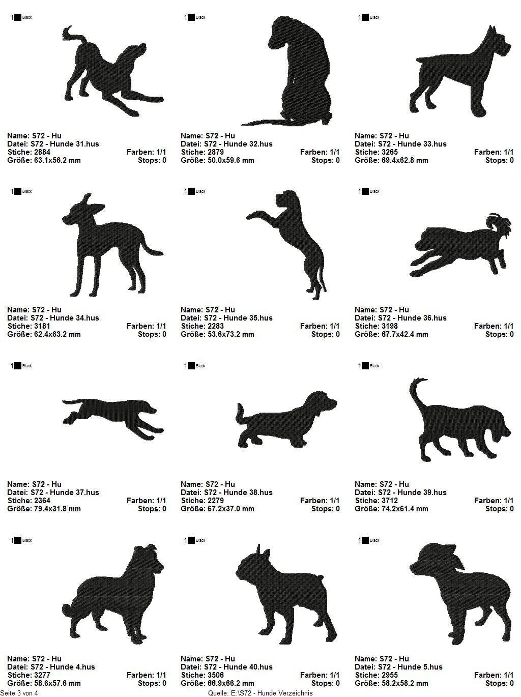 Stickdatei Serie Hunde S72 Hund Dog Scherenschnitt Hunderassen