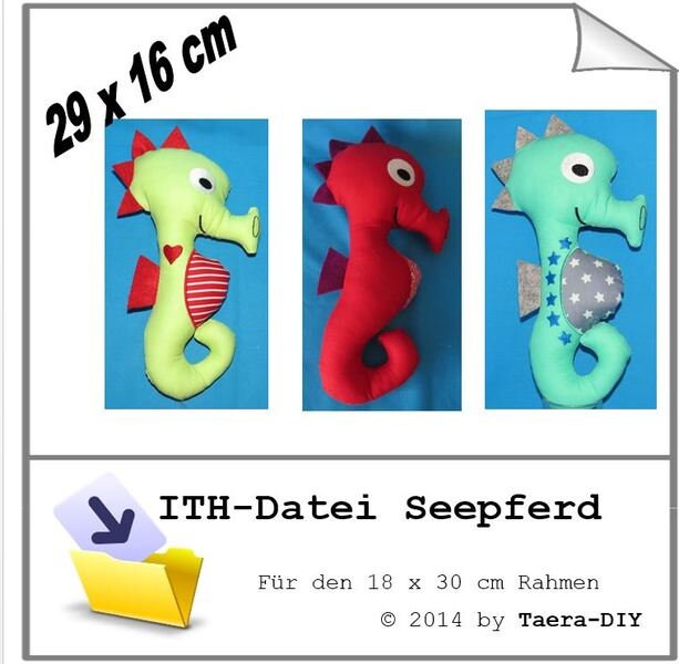 ITH In the Hoop Stickdatei Seepferdchen 18 x 30 Rahmen Kuscheltier