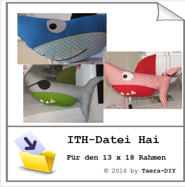 ITH In the Hoop StickDatei Hai 13 x 18 Rahmen Kuscheltier Kind Spielzeug