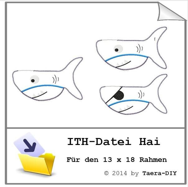 ITH In the Hoop StickDatei Hai 13 x 18 Rahmen Kuscheltier Kind Spielzeug