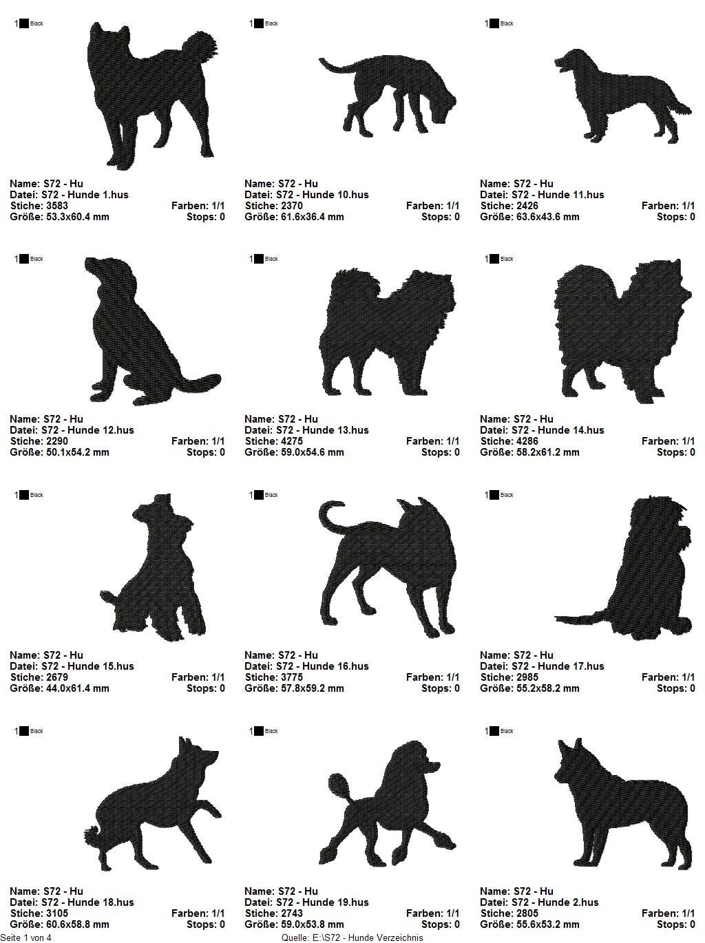 Stickdatei Serie Hunde S72 Hund Dog Scherenschnitt Hunderassen