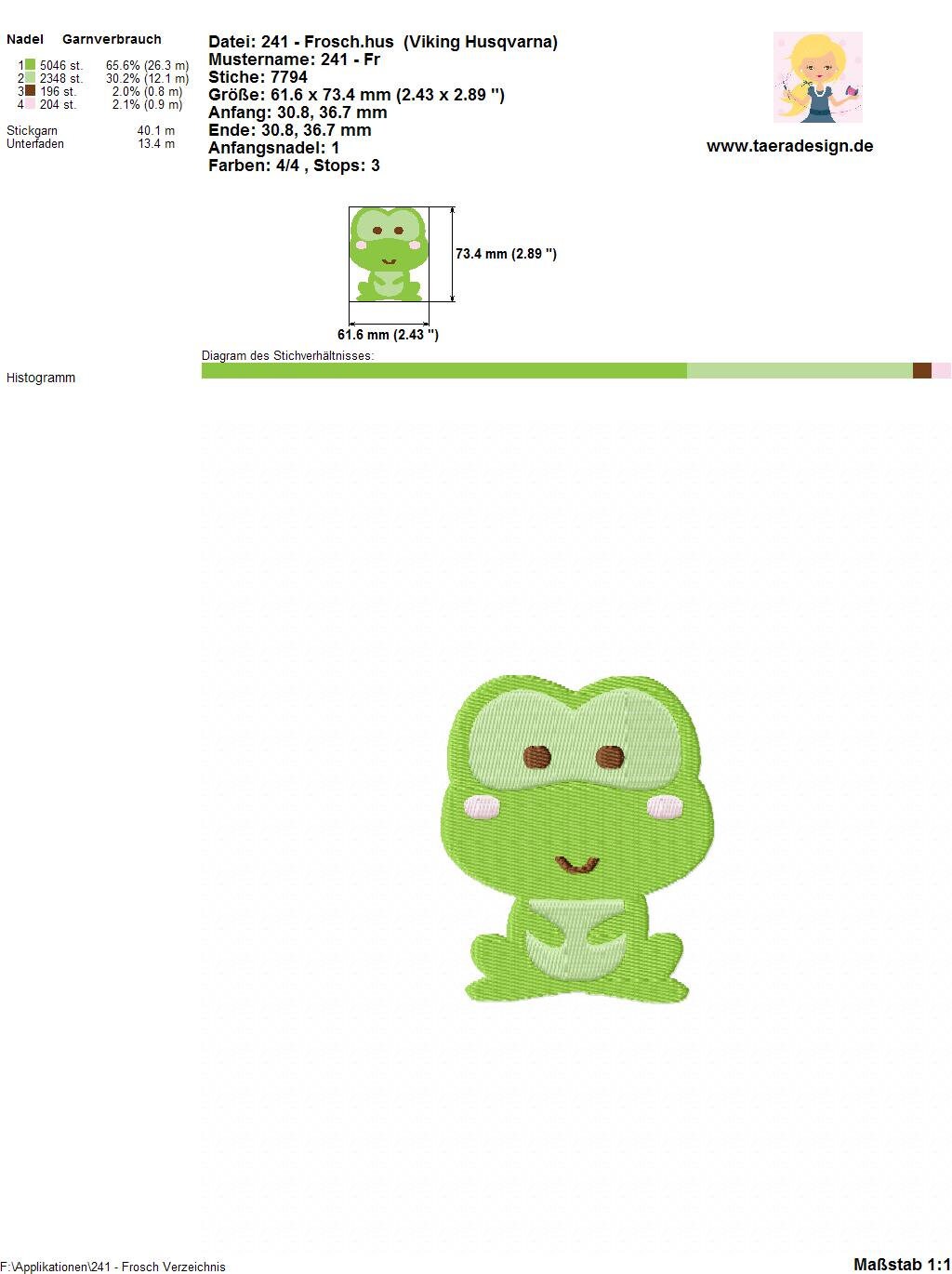 Stickdatei Frosch 241