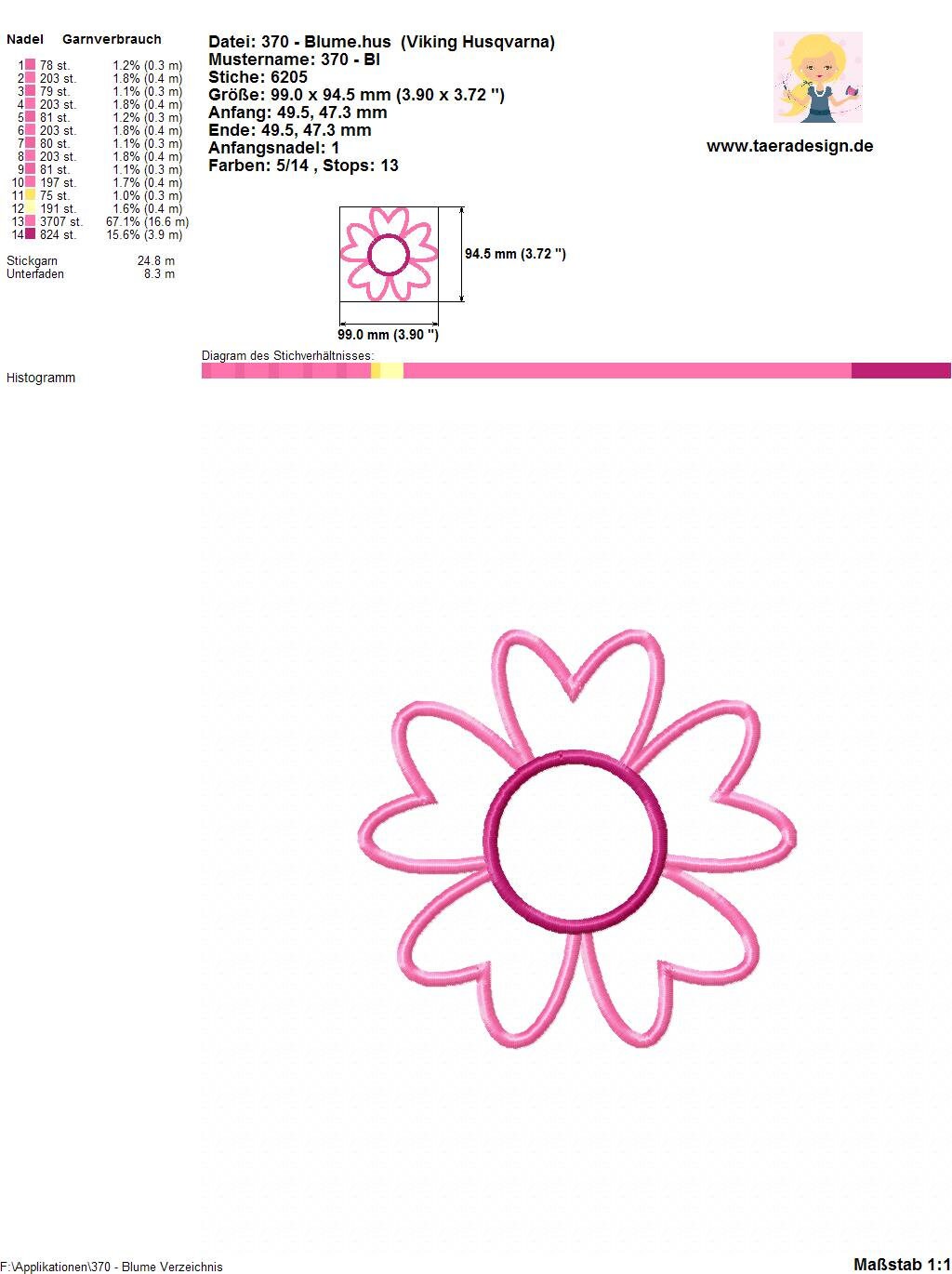 Stickdatei Blume 370