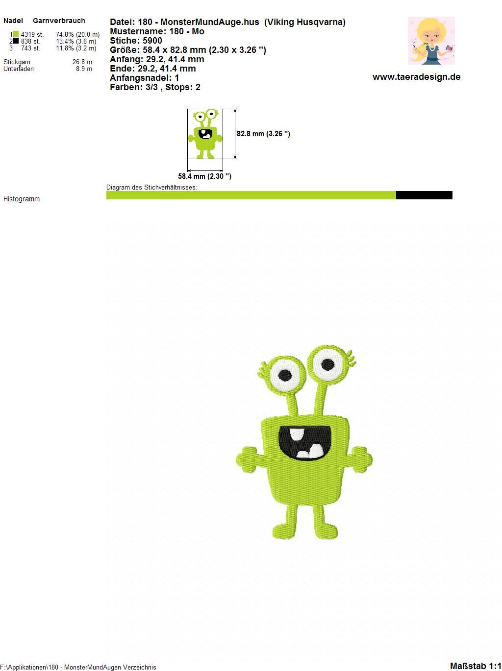 Stickdatei MonsterMA Nr. 180