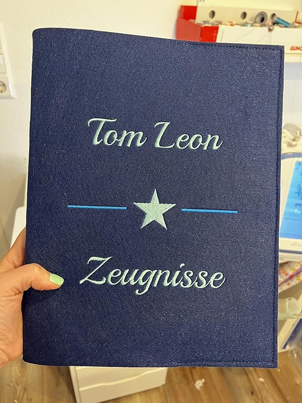 Zeugnismappe aus Filz, frei personalisierbares Unikat
