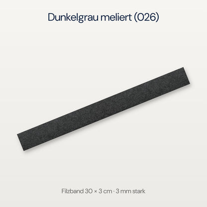 Filzband 30 x 3 cm in Dunkelgrau meliert (026)