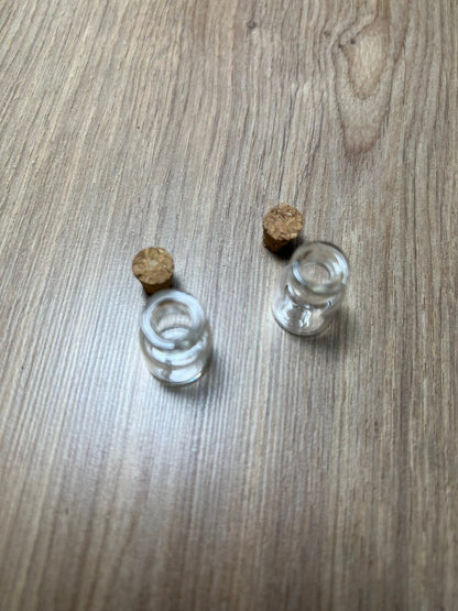 2 x Reagenzglas Glasröhrchen Miniatur zum Befüllen mit Korkverschluss Zucker/Mehl Behälter Wichtel Zubehör