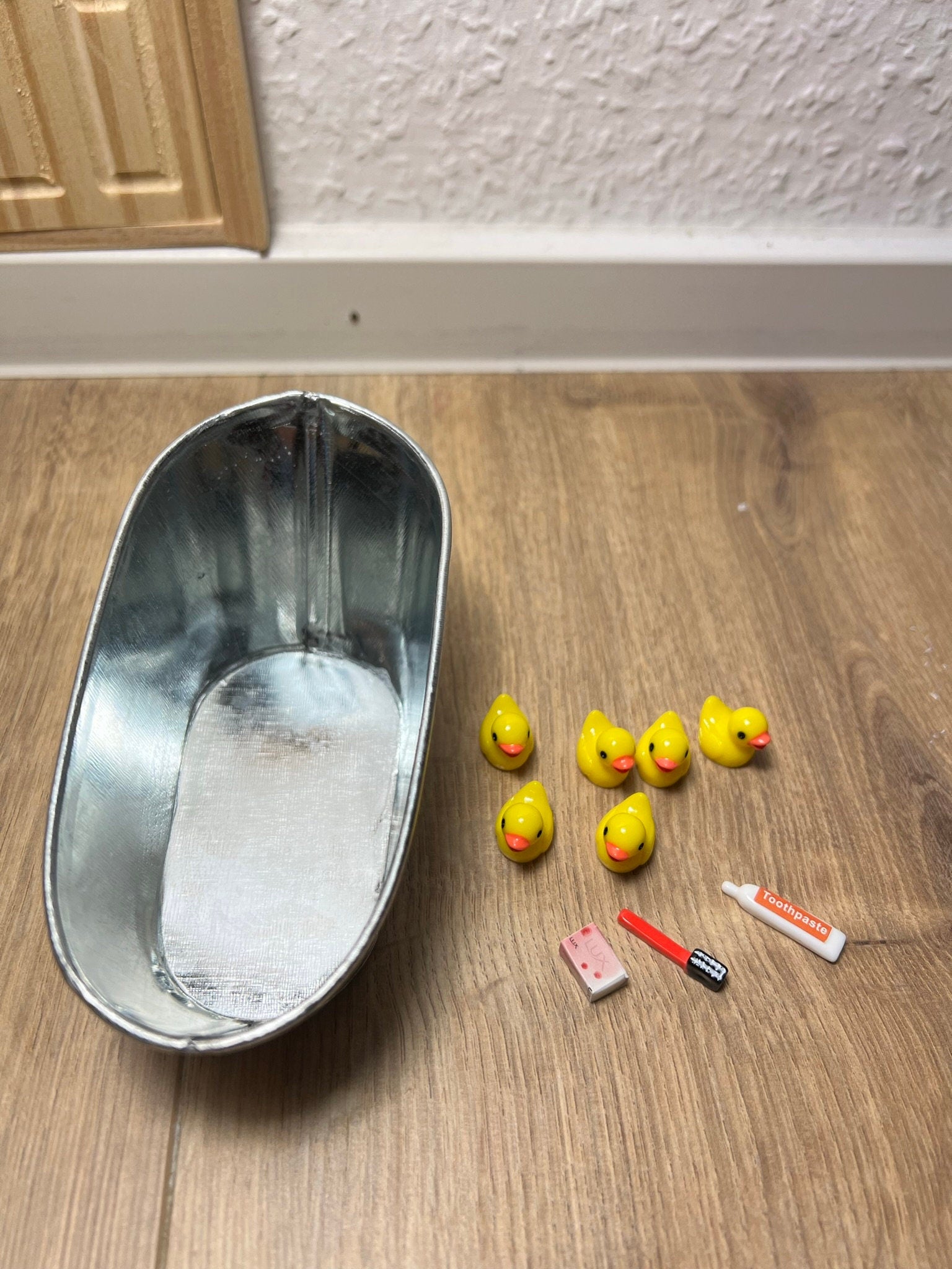 Wichtel Zinkwanne mit Waschzubehör und Entchen Badespielzeug Miniatur Badewanne Badezimmer Zubehör