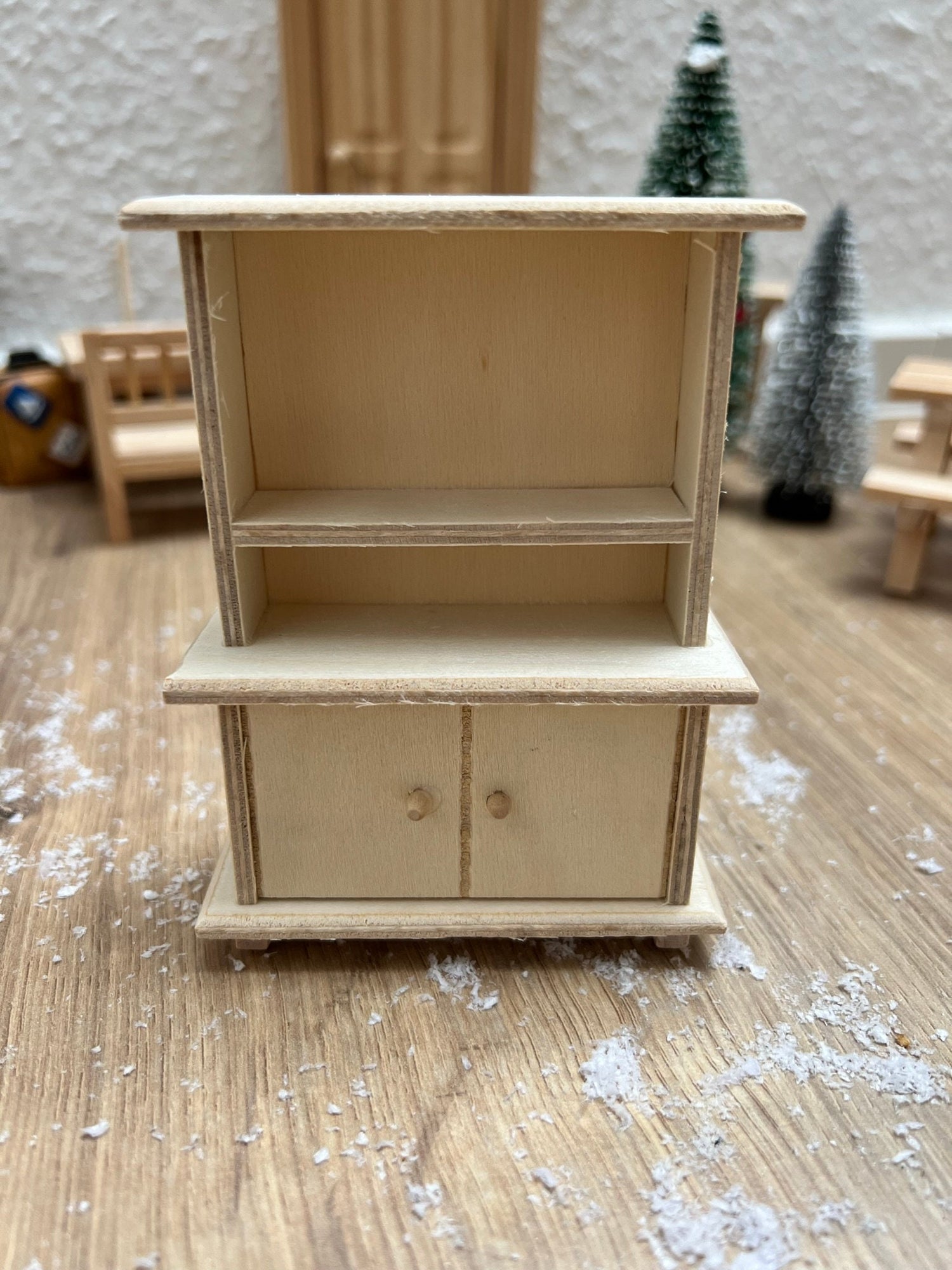 Wichtel Schrank Miniatur Größe 8x3,1x10,1 Miniatur Möbelstück Küchenschrank Holzschrank