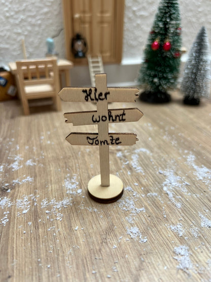 Wichtel Wegweiser Schild zum Beschriften Miniatur