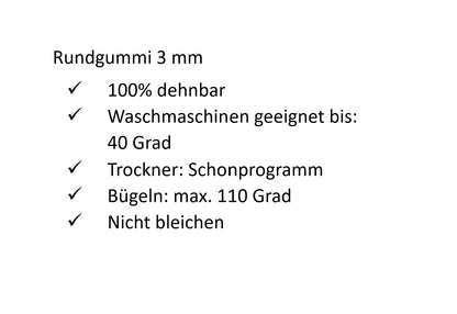 5 Meter Rundgummi 3mm in verschiedenen Farben