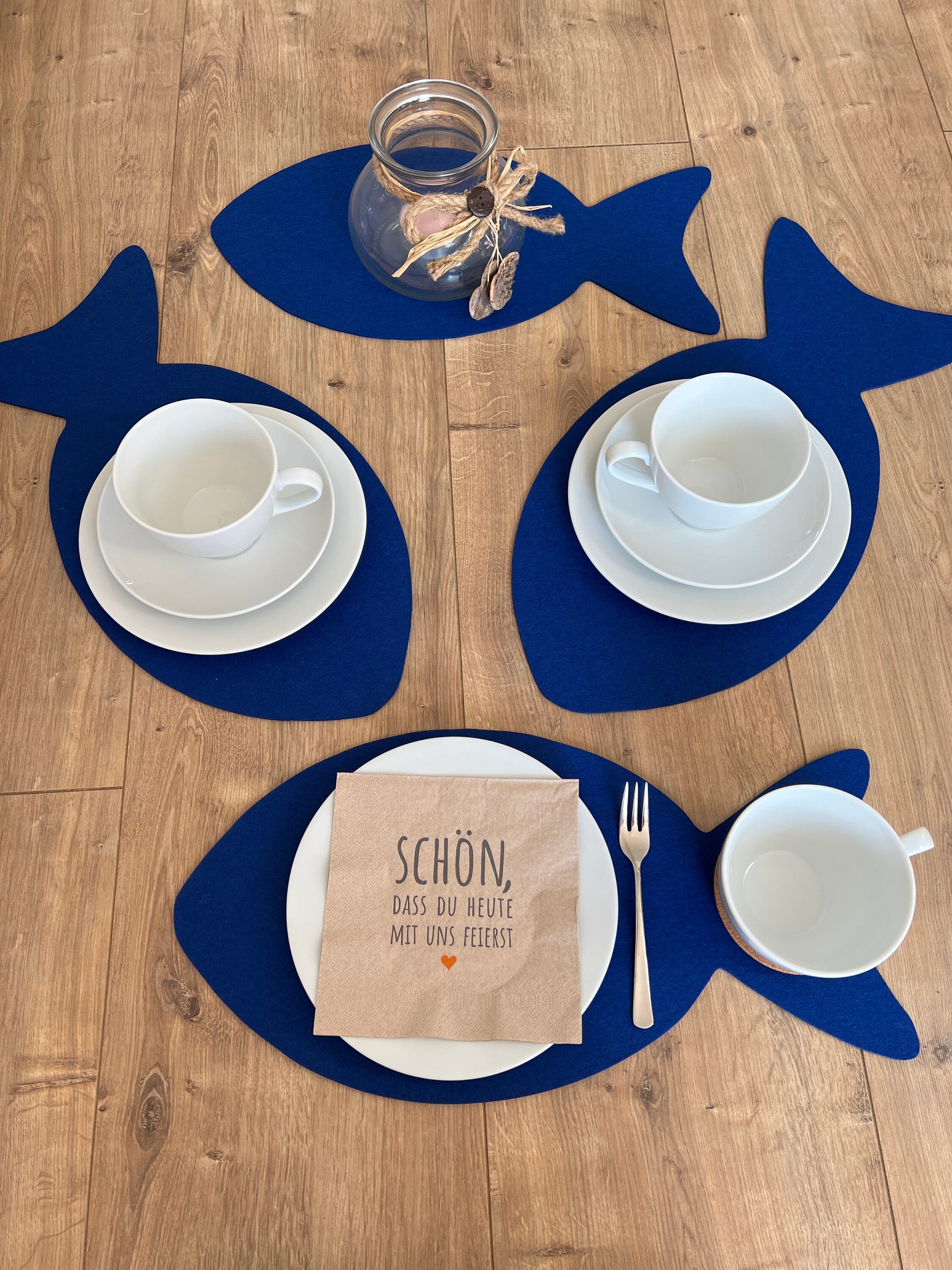 Kommunion Tischset Fisch - Untersetzer 25 x 39 cm Tischdeko
