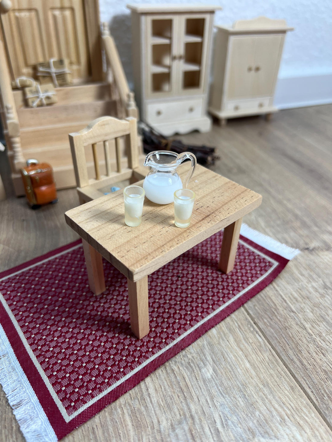Wichtel Milchkanne mit zwei Milchgläser Set Miniatur Heiße Milch