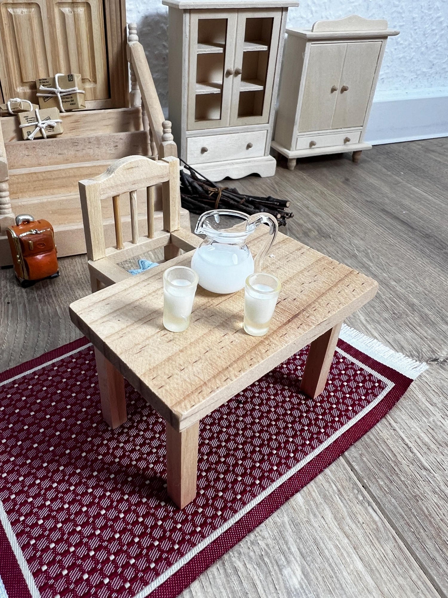 Wichtel Milchkanne mit zwei Milchgläser Set Miniatur Heiße Milch