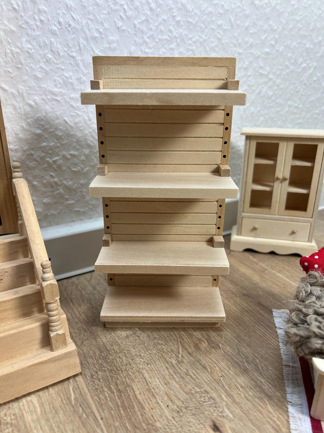 Wichtel Regal zum selbst Stecken mit 4 Fächer in Miniatur Steckregal Schrank Miniatur Holzregal Größe 8x3,8x16 cm