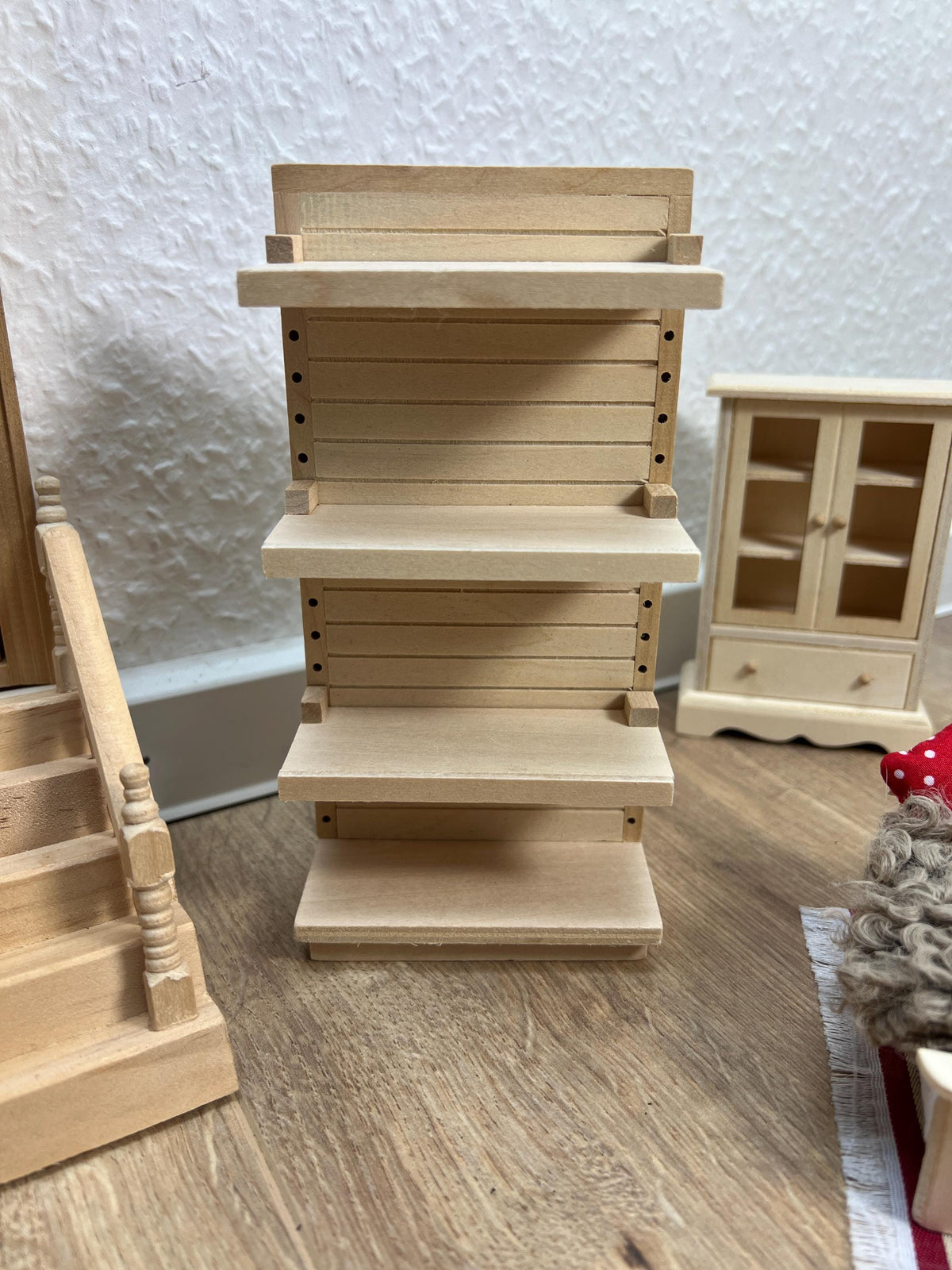 Wichtel Regal zum selbst Stecken mit 4 Fächer in Miniatur Steckregal Schrank Miniatur Holzregal Größe 8x3,8x16 cm