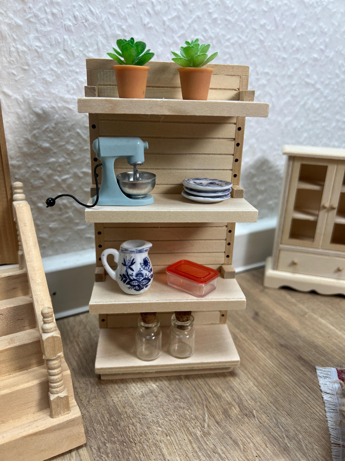 Wichtel Regal zum selbst Stecken mit 4 Fächer in Miniatur Steckregal Schrank Miniatur Holzregal Größe 8x3,8x16 cm
