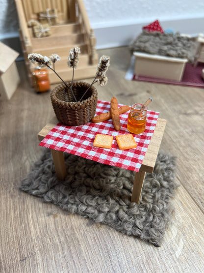 Wichtel Picknick - Set 9 Teile Miniatur Zubehör Picknickkorb Essen