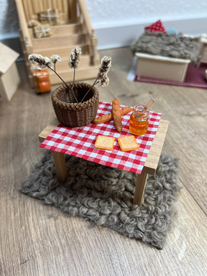 Wichtel Picknick - Set 9 Teile Miniatur Zubehör Picknickkorb Essen