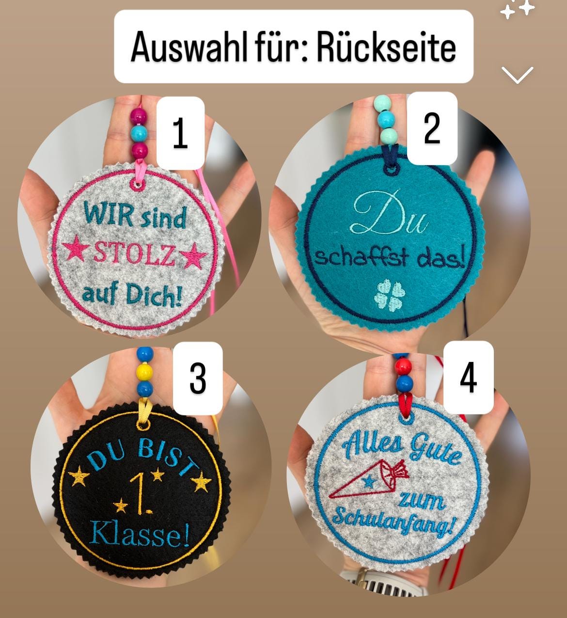 Personalisierter Anhänger für Schultüte |mit Name und Motiv hochwertig bestickt | zum Befestigen an der Schultüte oder Schulranzen Tornister