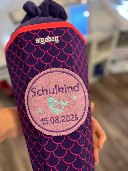 Aufnäher für Schultüte aus Filz 12 x 12 cm zum Aufkleben oder Nähen hochwertig bestickt