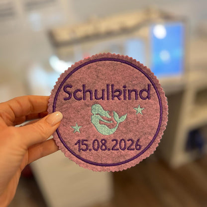 Aufnäher für Schultüte aus Filz 12 x 12 cm zum Aufkleben oder Nähen hochwertig bestickt