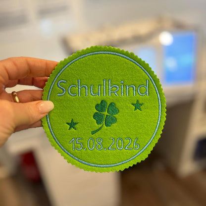 Aufnäher für Schultüte aus Filz 12 x 12 cm zum Aufkleben oder Nähen hochwertig bestickt