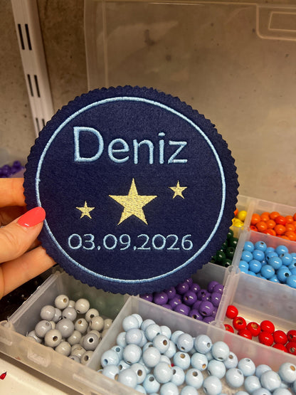 Aufnäher für Schultüte aus Filz 12 x 12 cm zum Aufkleben oder Nähen hochwertig bestickt