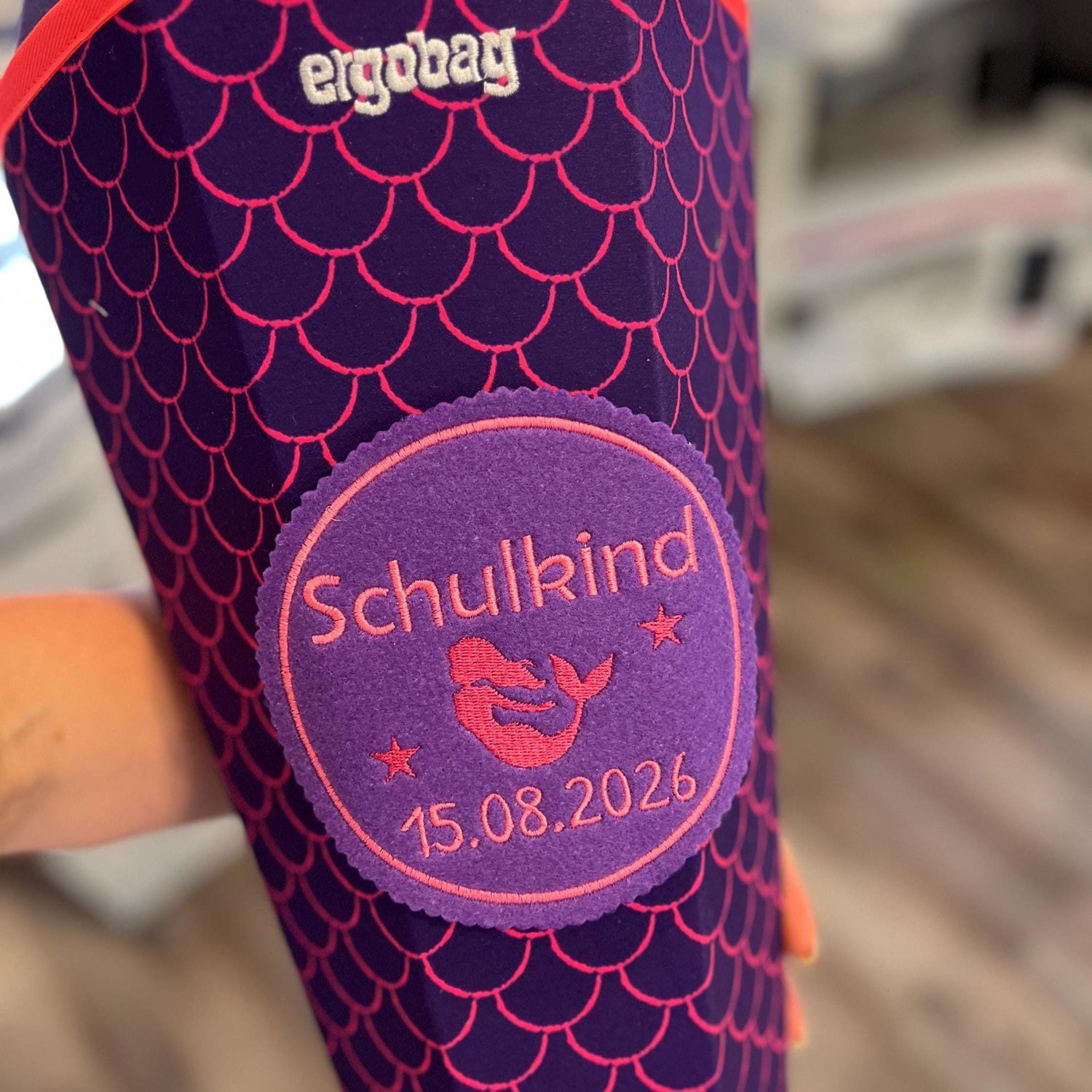Aufnäher für Schultüte aus Filz 12 x 12 cm zum Aufkleben oder Nähen hochwertig bestickt