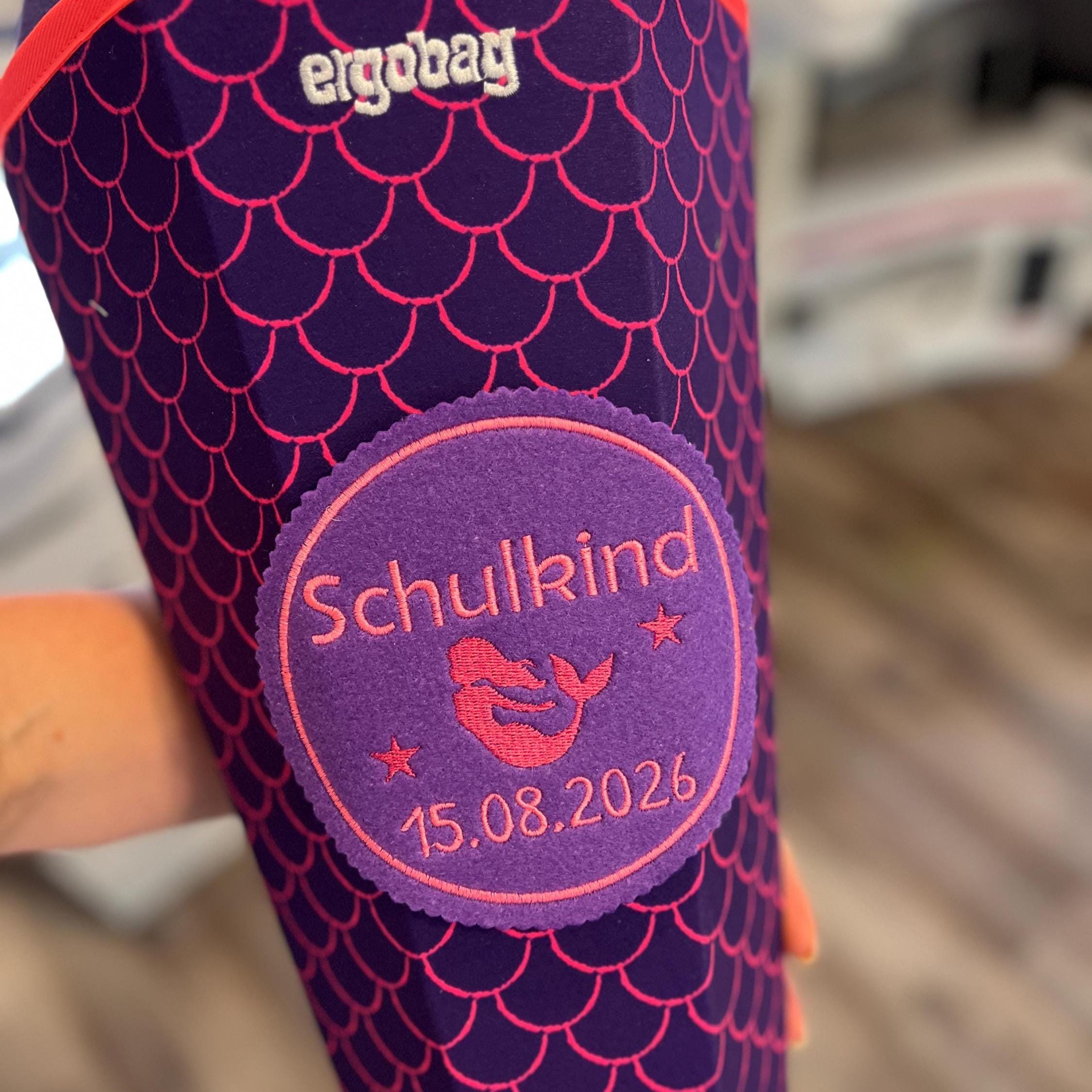 Aufnäher für Schultüte aus Filz 12 x 12 cm zum Aufkleben oder Nähen hochwertig bestickt