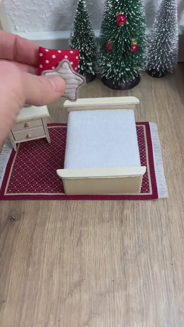 Wichtel Bett Miniatur Schlafzimmer Zubehör Größe 9 x 7 x 3,5 cm
