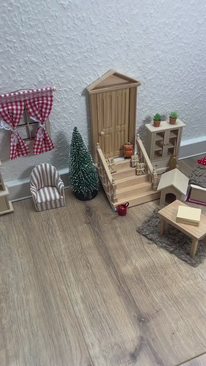 Wichtel Sessel mit Stoffbezug Miniatur Wohnzimmer Möbel