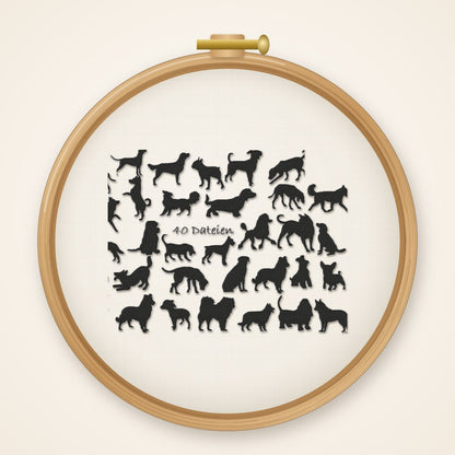 Stickdatei Serie Hunde S72 Hund Dog Scherenschnitt Hunderassen