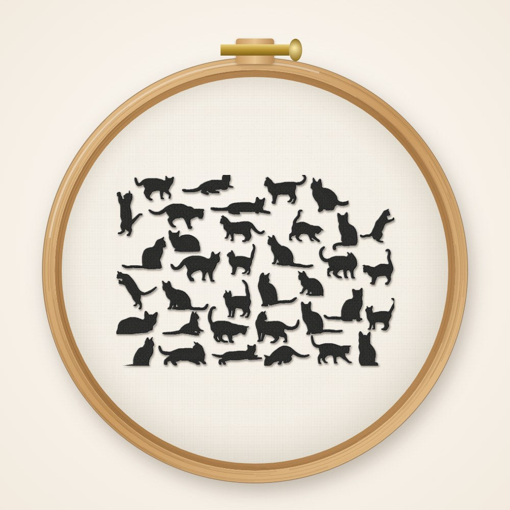 Stickdatei Serie Katzen S71 Katze Cat Scherenschnitt Füllstich