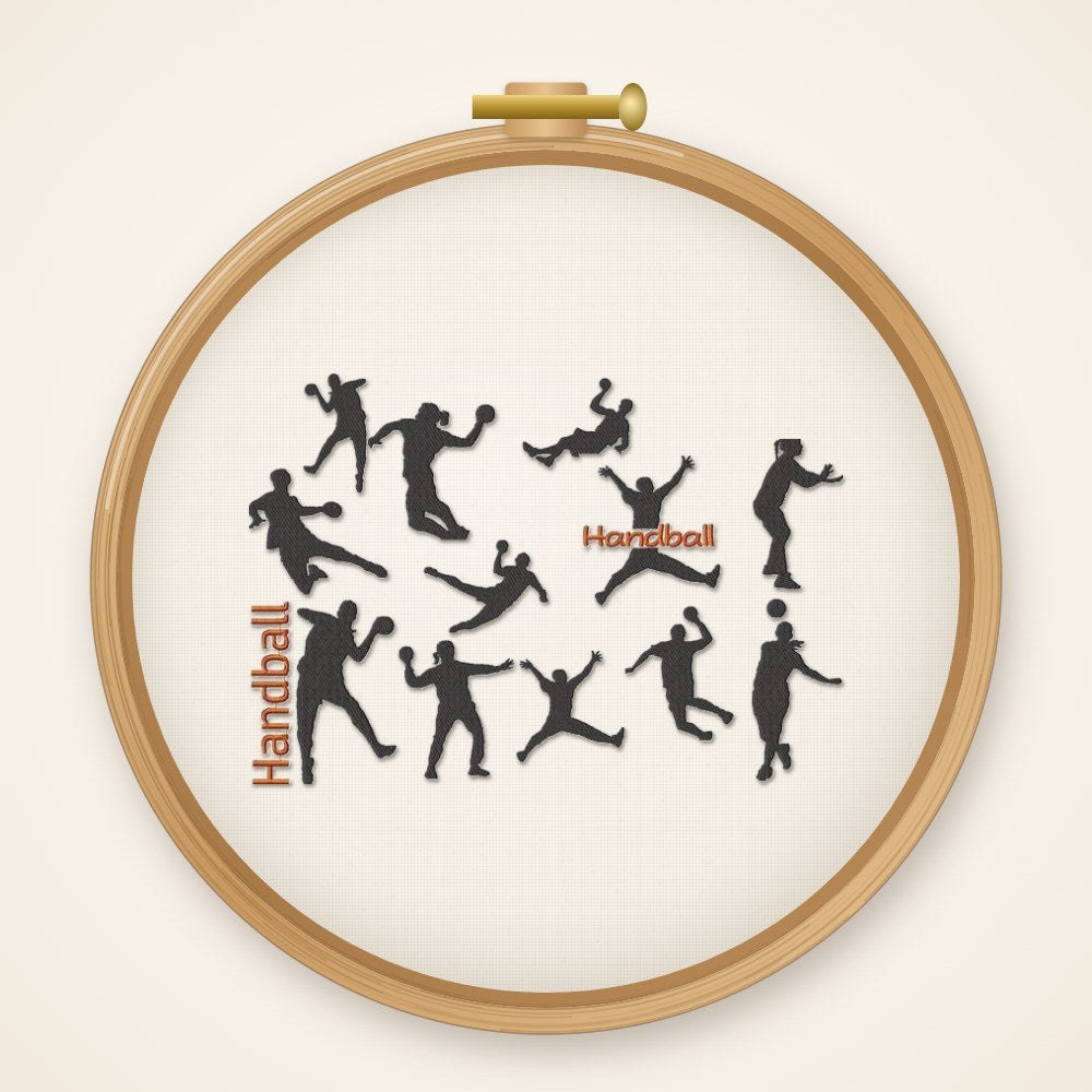 Stickdatei Serie Handball S100 Sport Scherenschnitt Ball Füllstich