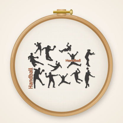 Stickdatei Serie Handball S100 Sport Scherenschnitt Ball Füllstich