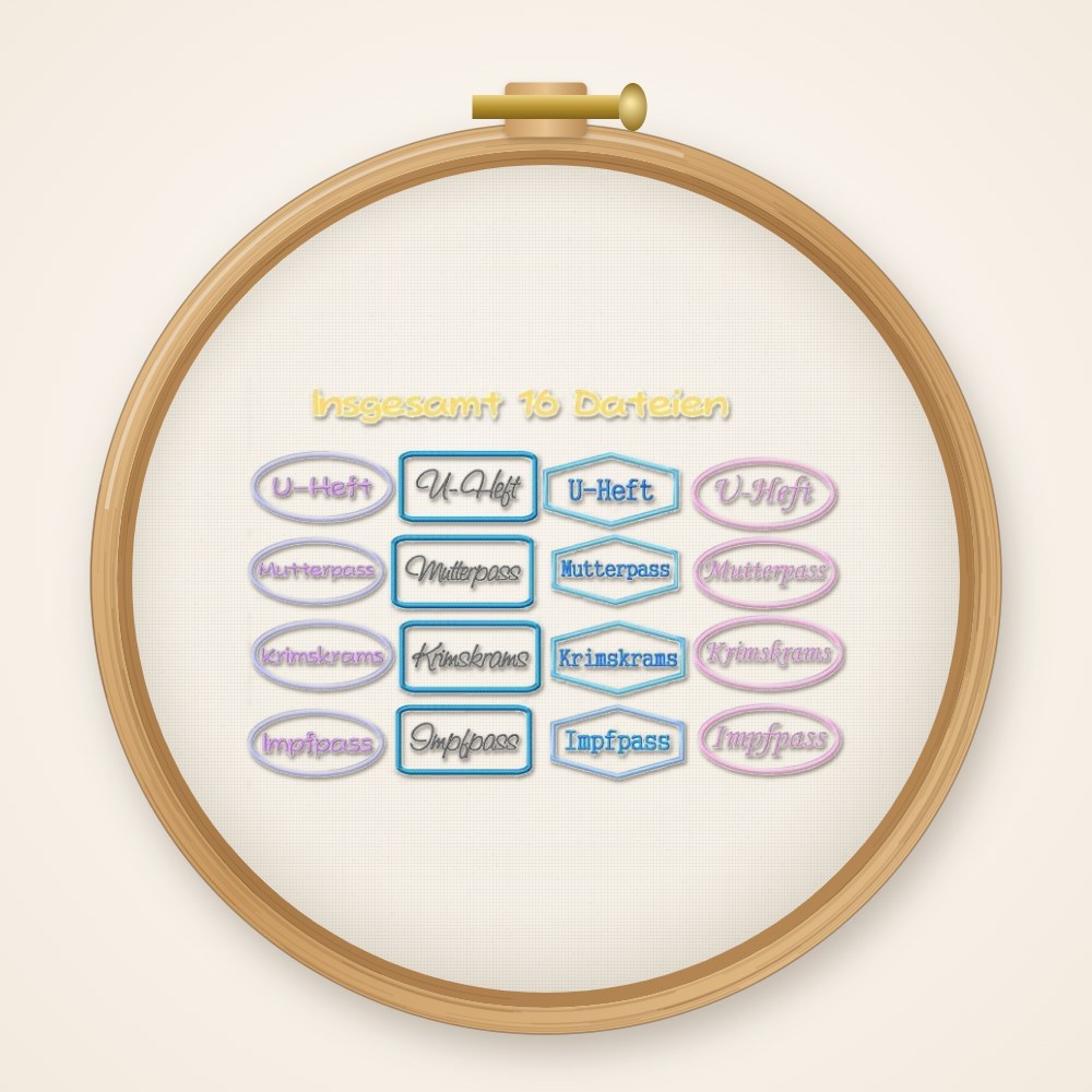 Stickdatei Serie Buttons Nr. 65 Impfpass Untersuchungsheft Mutterpasshülle